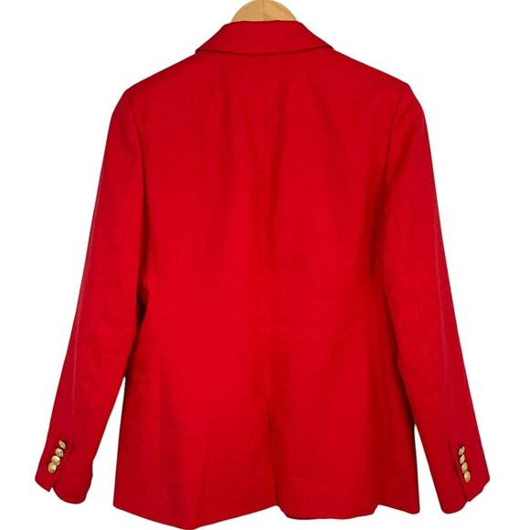J Crew Helena Blazer Stretch Linen Belvedere Red Size 4 Casual Gold Buttons - Picture 6 of 13